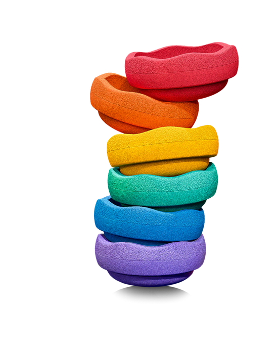 Stapelsteine Set Regenbogen 6+1 Balanceboard